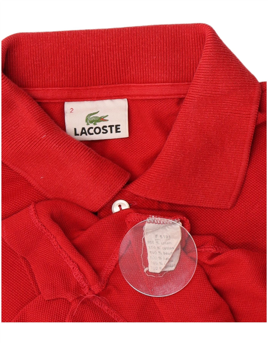 Polo Lacoste para hombre talla 2 XS algodón rojo