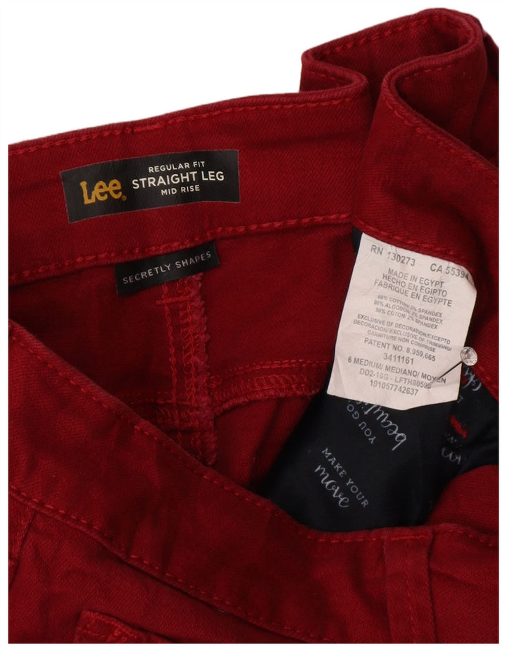 LEE Vaqueros rectos de talle medio para mujer, ajuste regular, talla 6, mediana, W30, L28, color rojo