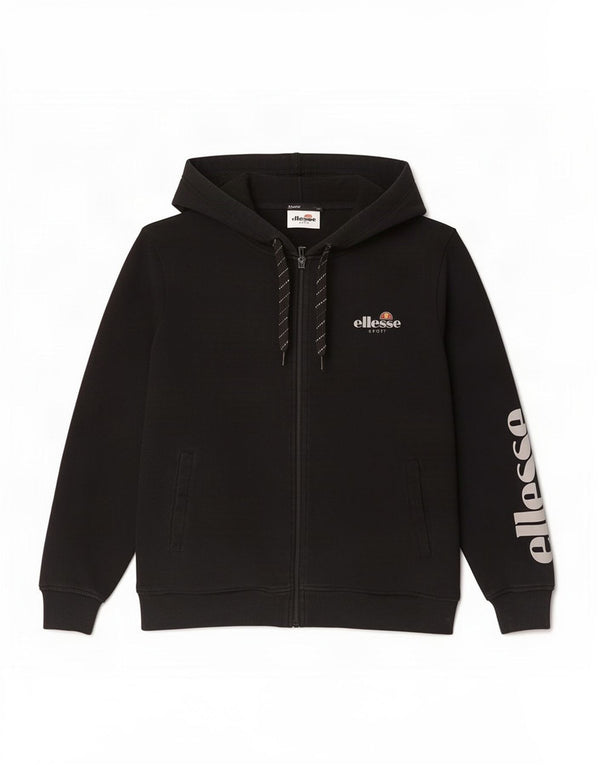 Ellesse Sudadera con capucha y cremallera gráfica para mujer UK 46 Grande Algodón negro