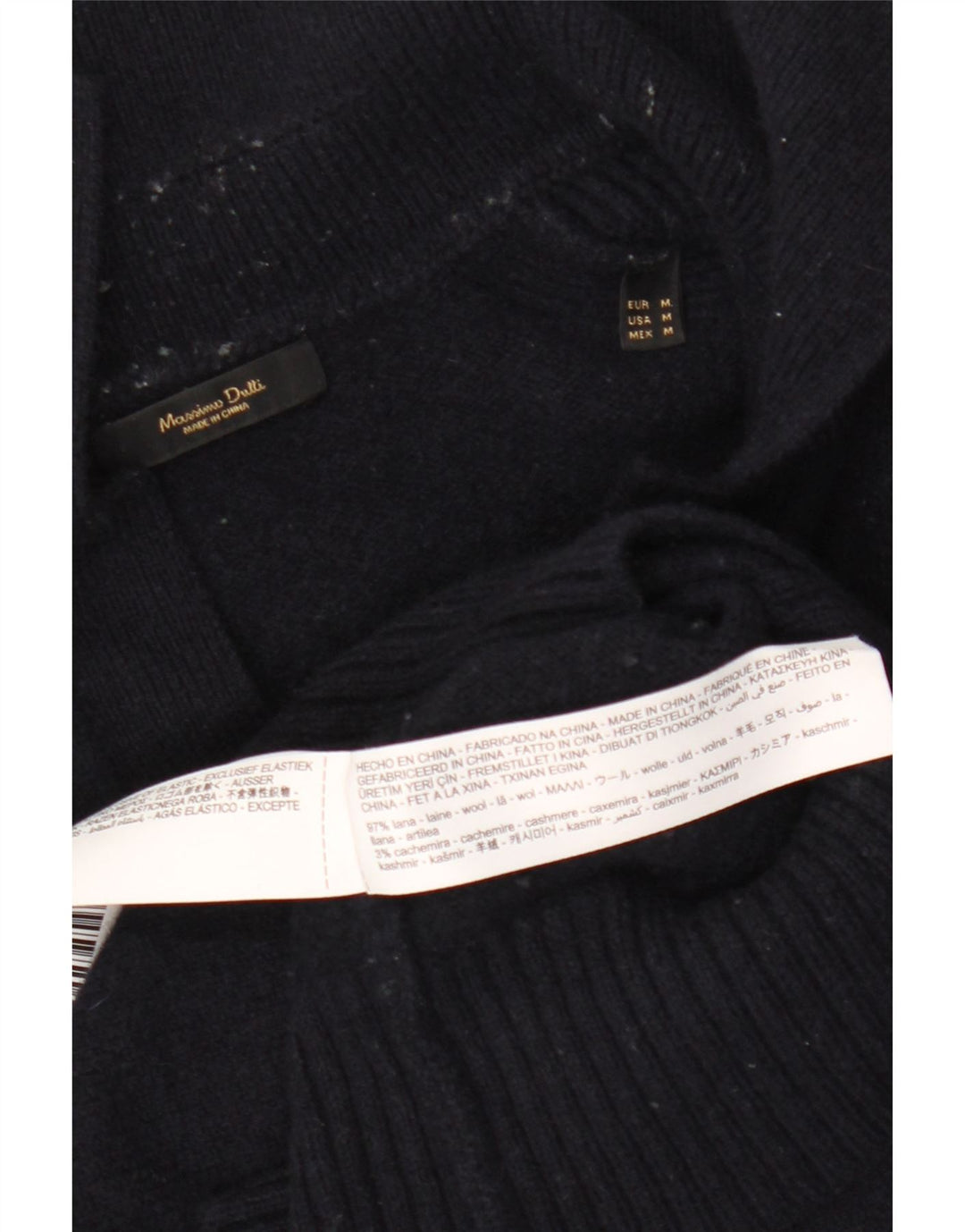 MASSIMO DUTTI Jersey tipo polo para mujer, talla 44, talla mediana, lana azul marino