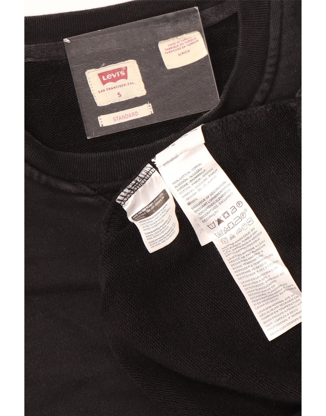Levi's Hombre Sudadera Estándar Jumper Pequeño Algodón Negro
