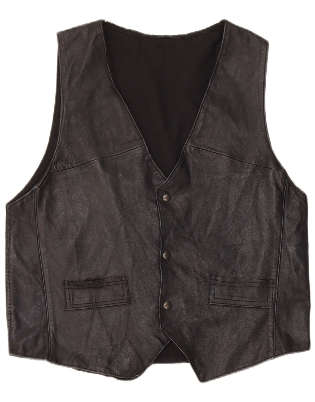 Chaleco de cuero vintage para hombre medio negro
