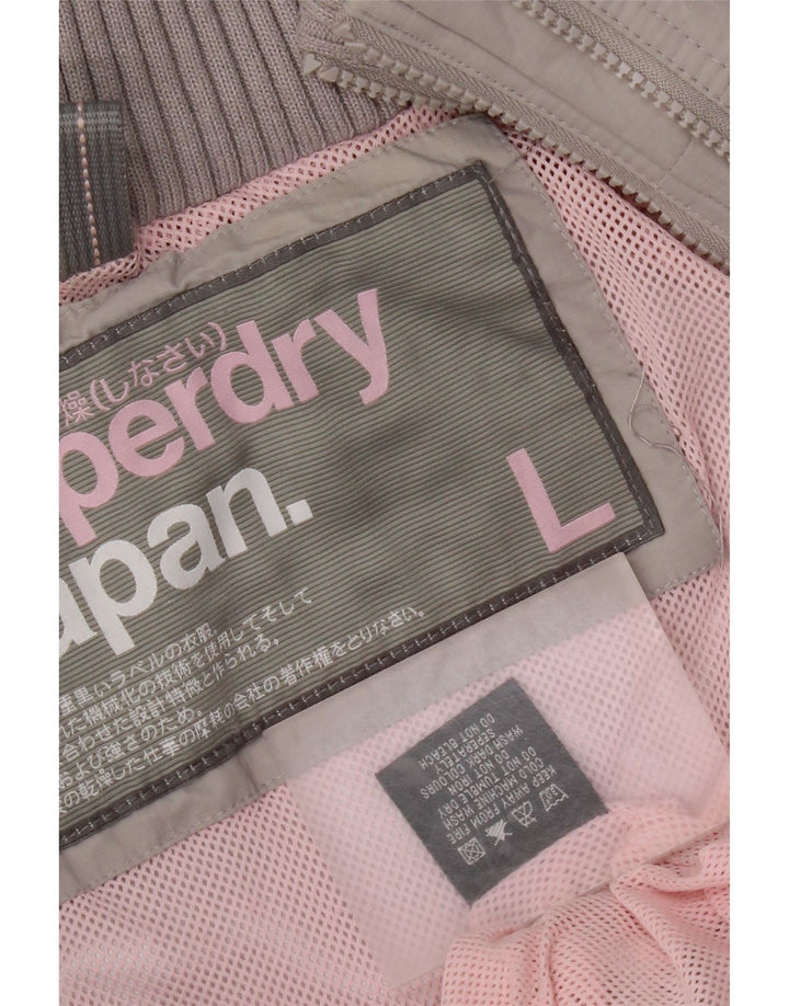 Superdry Chaqueta cortavientos con capucha para mujer UK 46 Large Grey Nylon