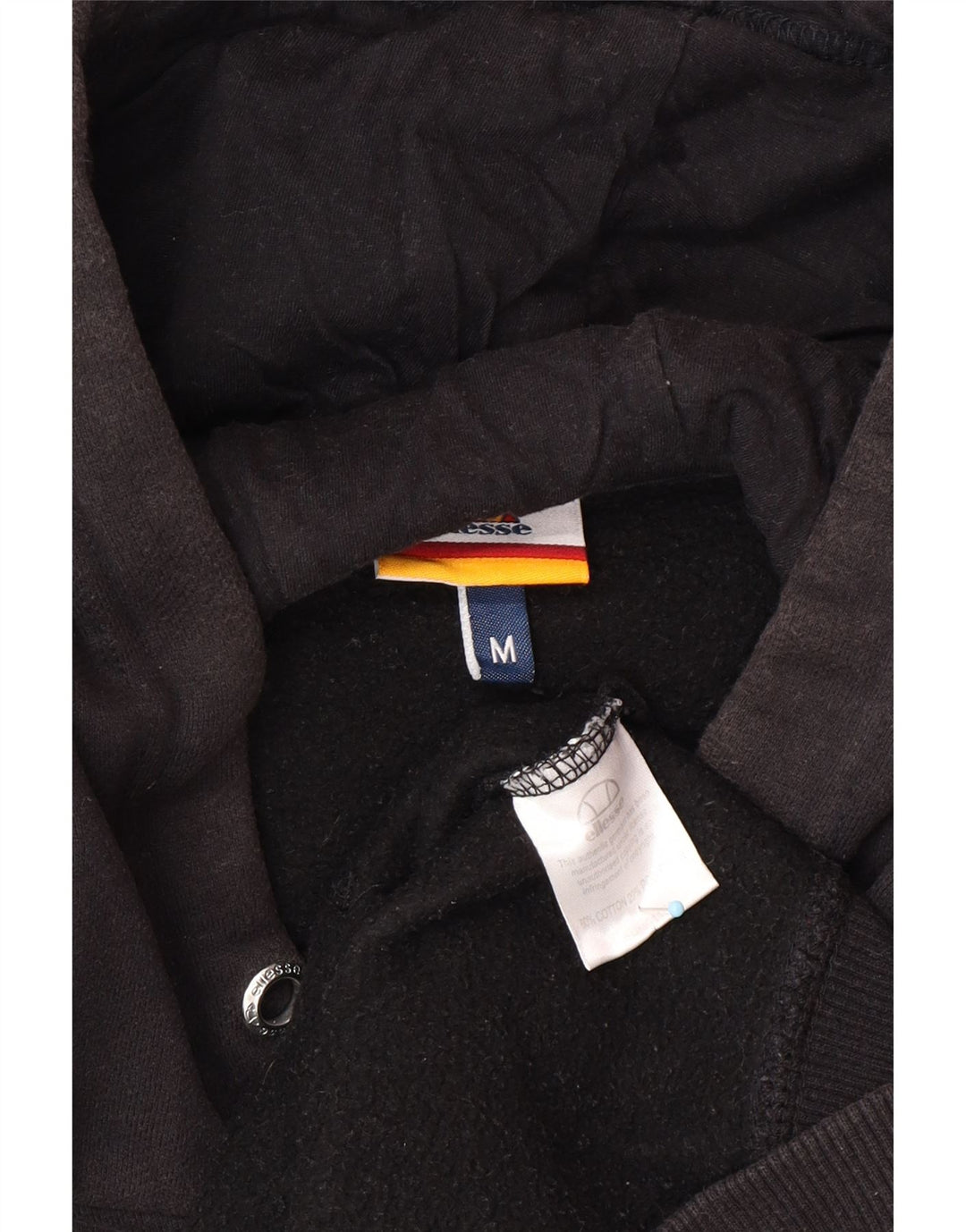 ELLESSE Hombre Sudadera con Capucha Gráfica Jersey Mediano Algodón Negro
