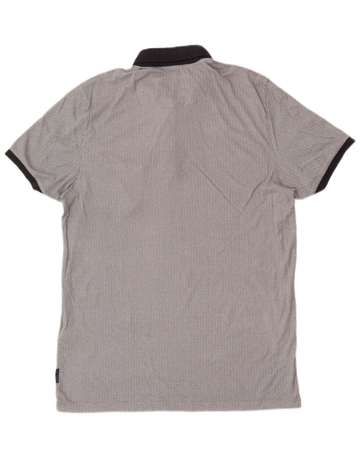 Ted Baker Polo de ajuste regular para hombre talla 3 algodón geométrico gris medio