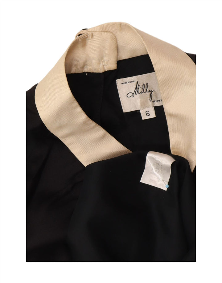 MILLY Vestido sin mangas para mujer US 6 mediano negro seda geométrica