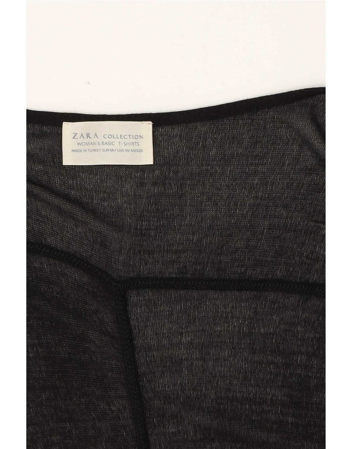 Zara Suéter tipo cárdigan abierto, largo, extragrande, para mujer, talla 44, talla mediana, negro