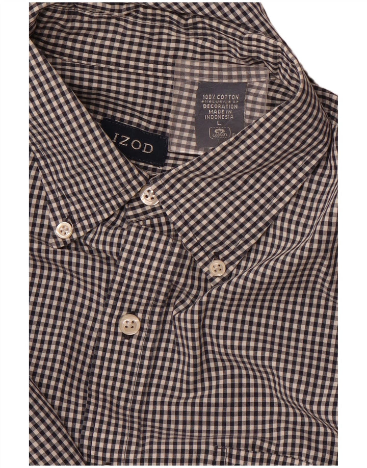 IZOD Camisa para hombre grande de algodón a cuadros azul marino