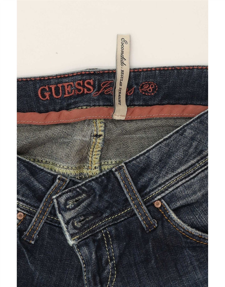 Vaqueros Guess Mujer Regular Rectos W28 L27 Azul Marino Algodón