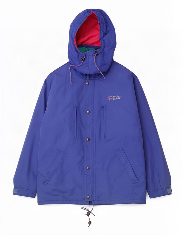 Fila Chaqueta cortavientos con capucha para hombre IT 52 2XL Azul Colorblock Poliéster