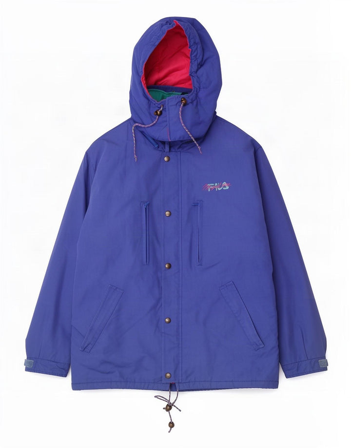 Fila Chaqueta cortavientos con capucha para hombre IT 52 2XL Azul Colorblock Poliéster
