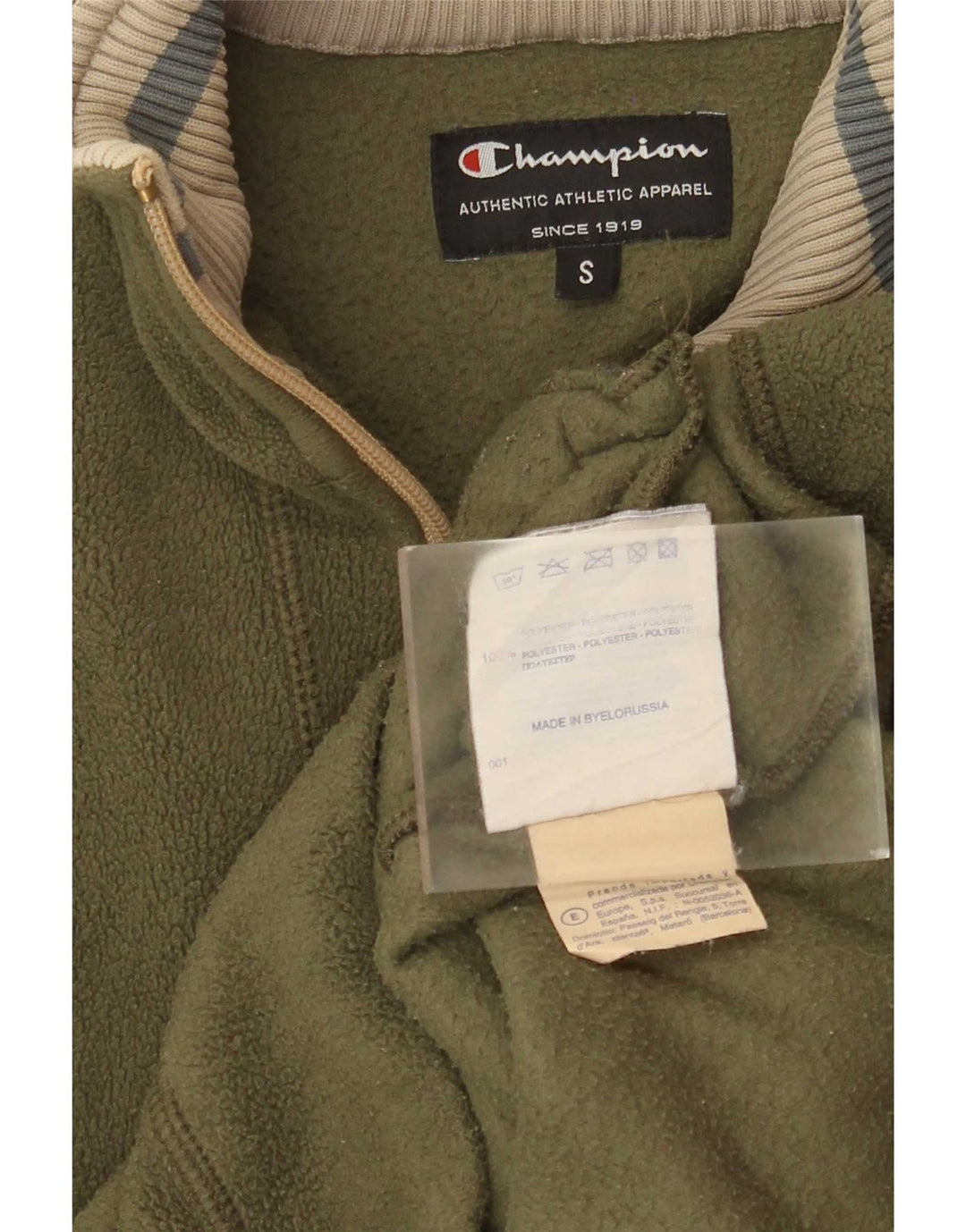 Champion Chaqueta polar para hombre ES 36 Small Verde Colorblock Poliéster