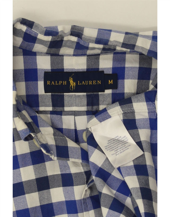 Ralph Lauren Camisa de manga corta para hombre de algodón a cuadros azul medio