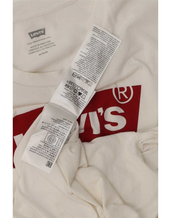 Levi's Camiseta gráfica para mujer Top UK 12 Medium White Cotton
