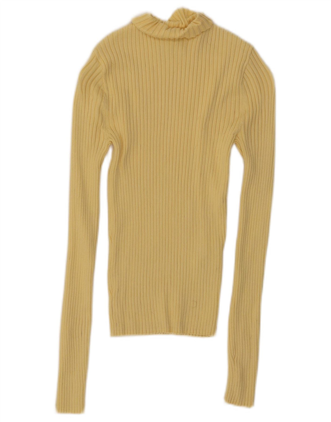 Zara Mujer Crop Top Manga Larga UK 8 Small Viscosa Amarilla