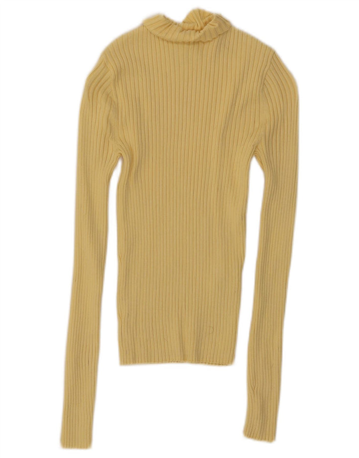 Zara Mujer Crop Top Manga Larga UK 8 Small Viscosa Amarilla
