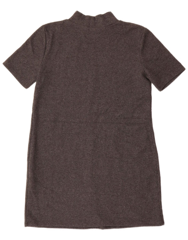 Zara Mujer Vestido Jersey De Manga Corta UK 46 Large Gris Algodón