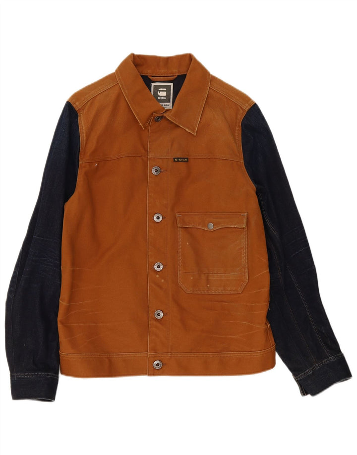 G-Star Chaqueta bomber para hombre UK 40 Large Marrón Colorblock Algodón