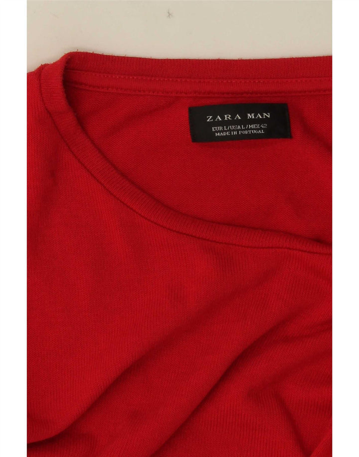 Zara Hombre Camiseta Top Grande Rojo