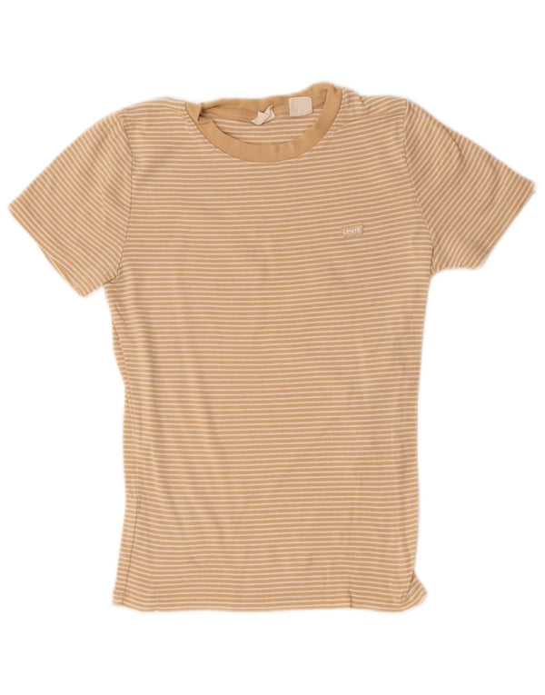 Levi's Camiseta para mujer Top UK 8 Small Beige Pinstripe Cotton