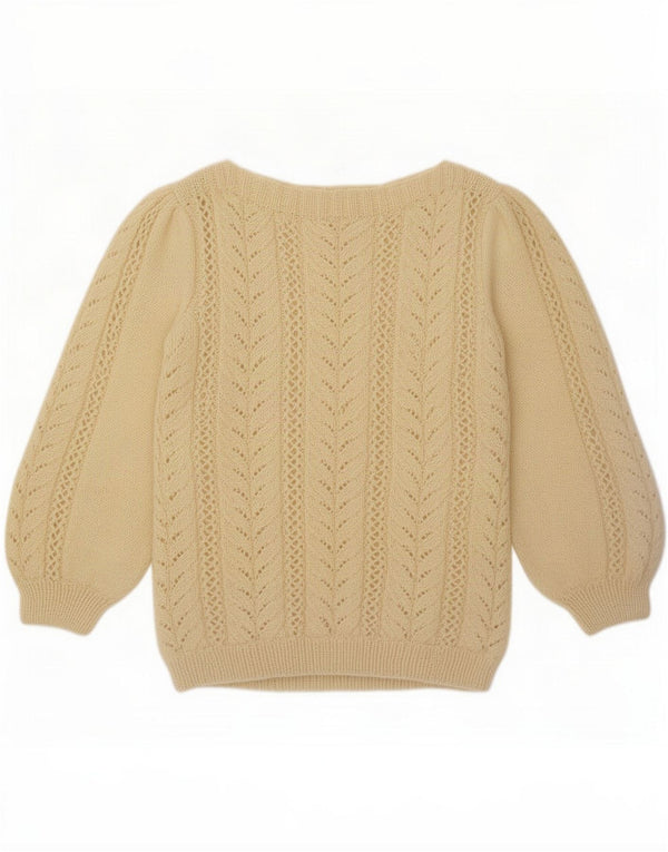 Suéter vintage con cuello barco para mujer UK 46 Large Beige