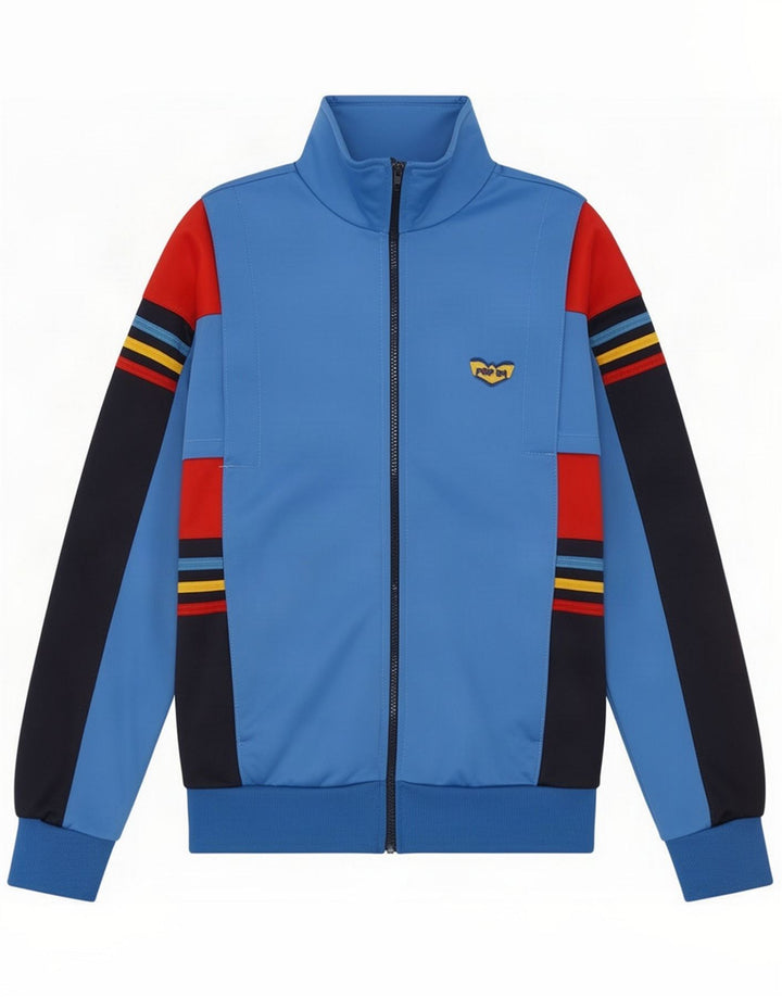 POP 84 Chaqueta superior de chándal para hombre Bloque de color azul pequeño