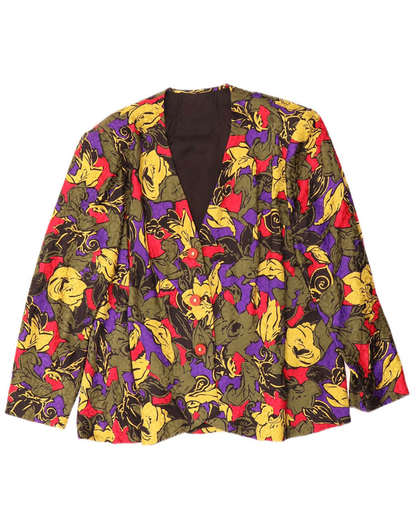 Vintage mujer patrón abstracto Blazer chaqueta Reino Unido 16 grande multicolor