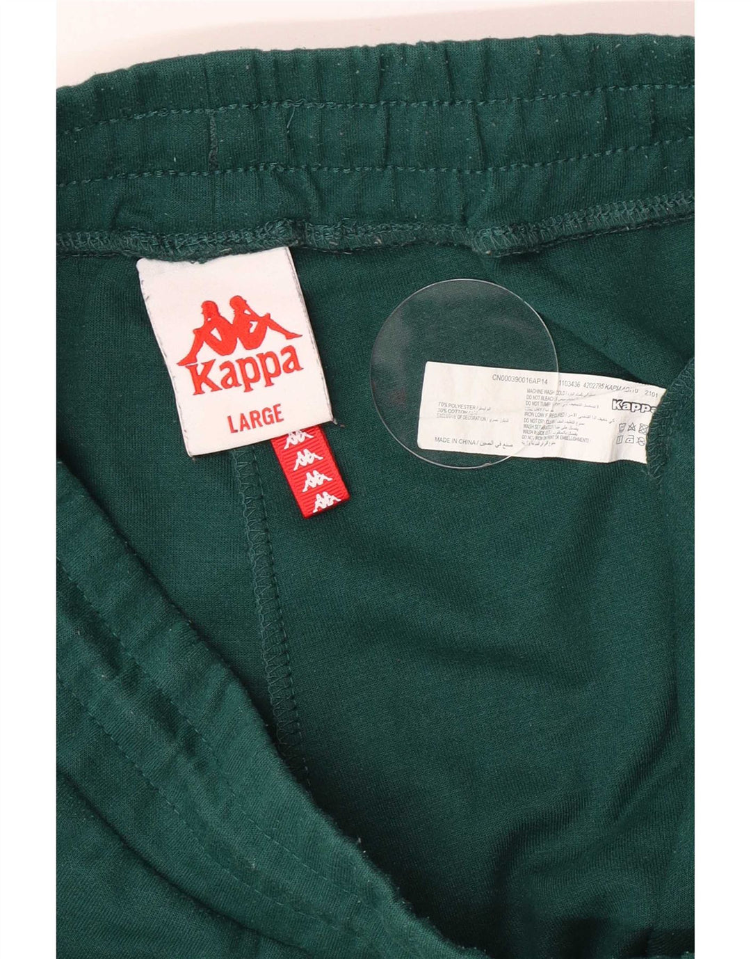 Kappa Hombre Pantalones Cortos Deportivos Poliéster A Rayas Verde Grande