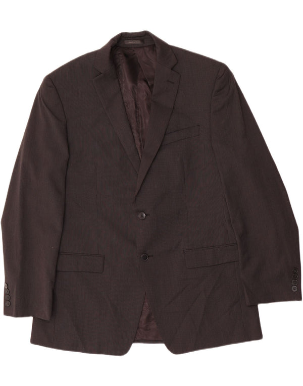 CALVIN KLEIN Chaqueta tipo blazer de 2 botones para hombre UK 42 XL Lana negra a rayas