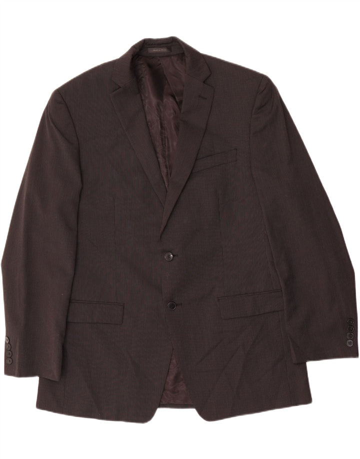 CALVIN KLEIN Chaqueta tipo blazer de 2 botones para hombre UK 42 XL Lana negra a rayas