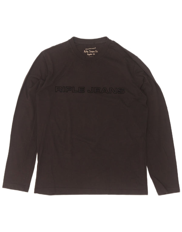 Rifle Hombre Regular Fit Graphic Top Manga Larga XL Algodón Negro