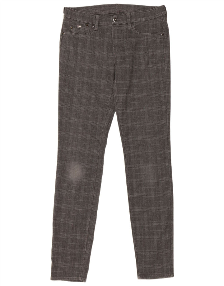 Pantalones informales ajustados para mujer Gas W28 L32 Poliéster a cuadros grises