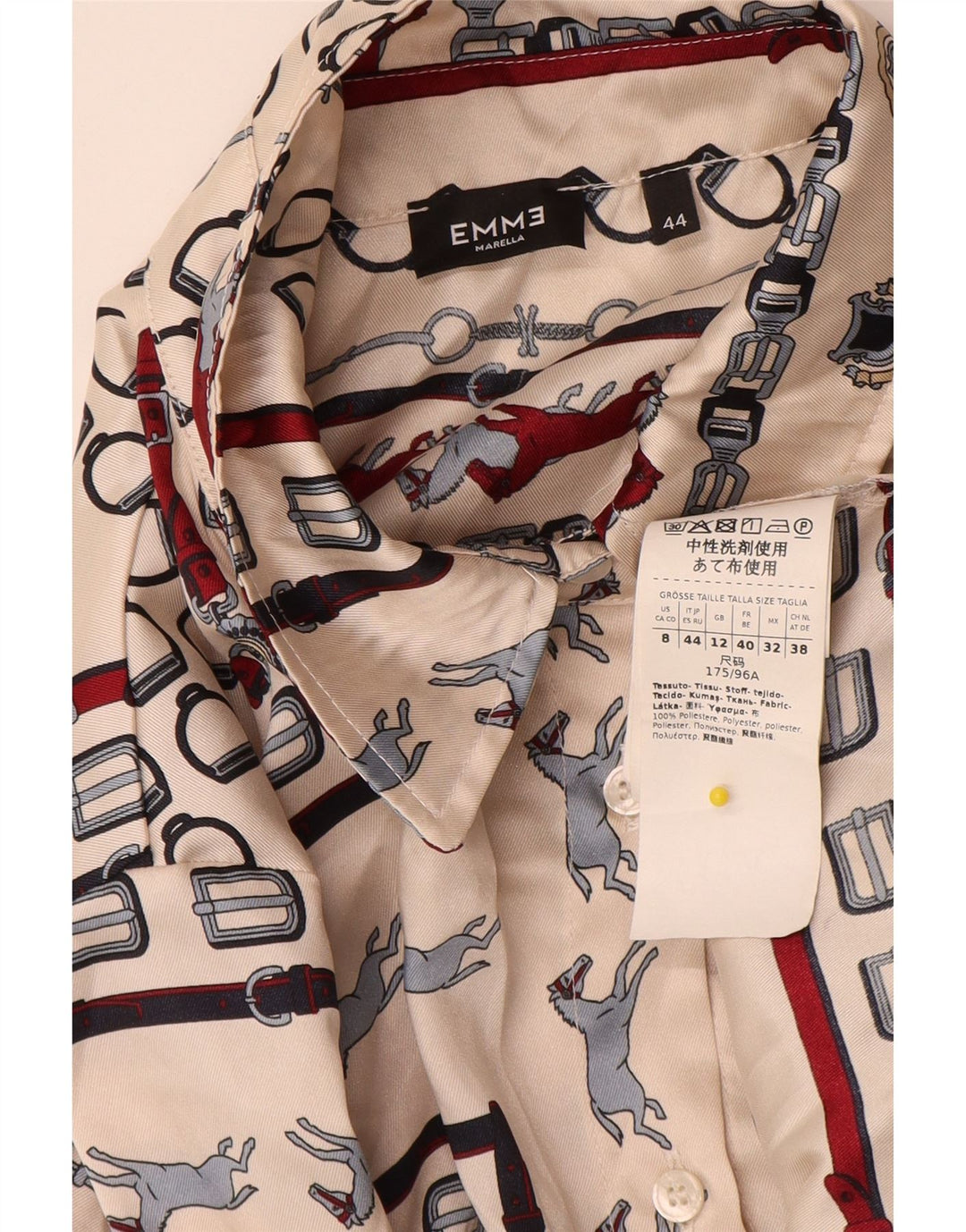 Marella Camisa EMME para mujer UK 42 Poliéster geométrico beige medio