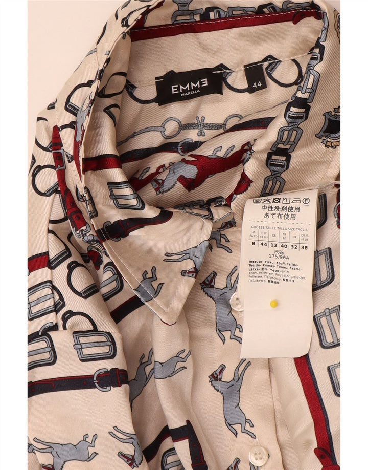 Marella Camisa EMME para mujer UK 42 Poliéster geométrico beige medio