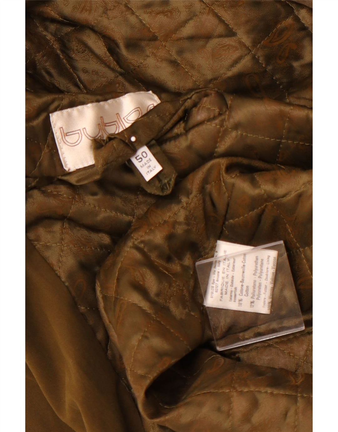 BYBLOS Abrigo para hombre IT 50 Algodón caqui grande