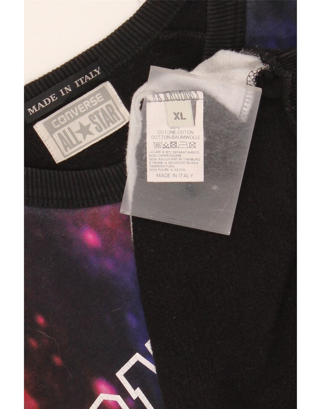 CONVERSE Sudadera gráfica para hombre Jumper XL Algodón teñido anudado negro