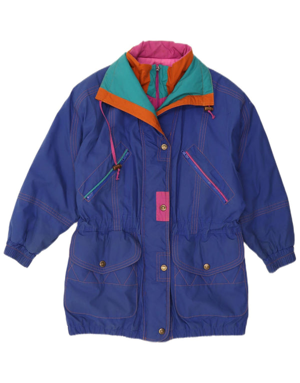 London Fog Abrigo cortavientos extragrande para mujer UK 10 Small Blue Colourblock