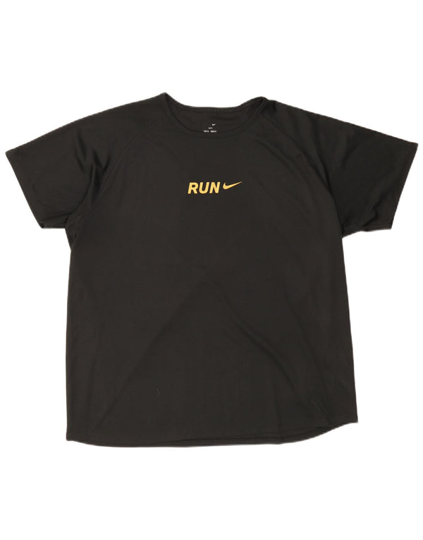 NIKE Mens Dri Fit Graphic T-Shirt Top UK 45/47 XL Black Polyester