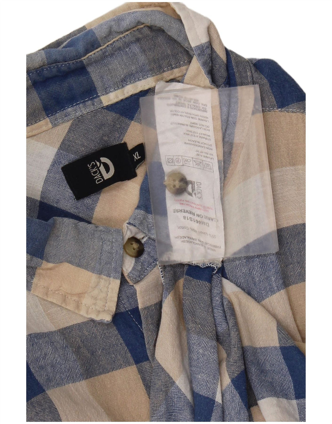 Dack's Camisa Manga Corta Hombre XL Lino Vichy Beige