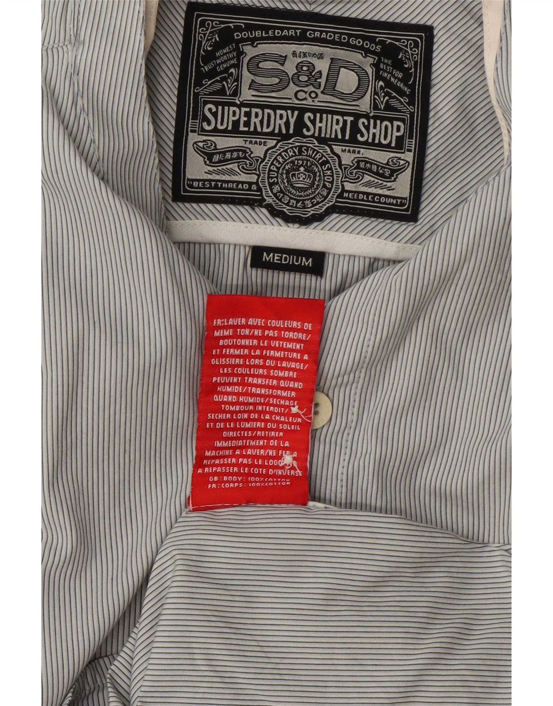 Camisa Superdry para hombre de algodón a rayas diplomáticas en gris medio