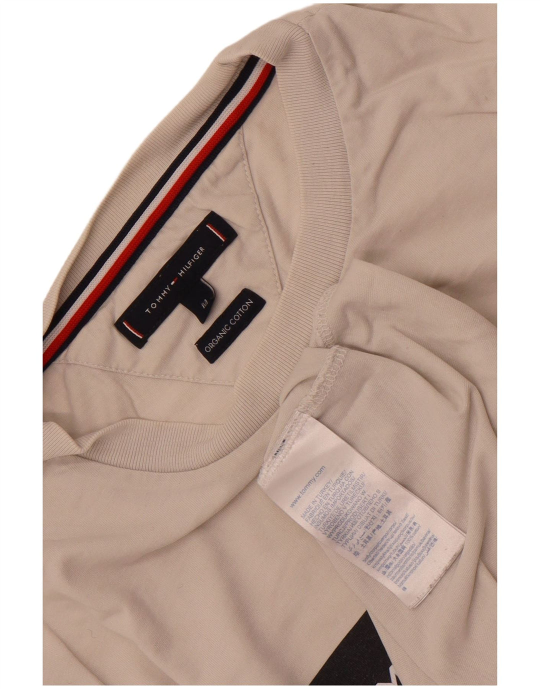 Tommy Hilfiger Camiseta gráfica para hombre Top Medium White Cotton