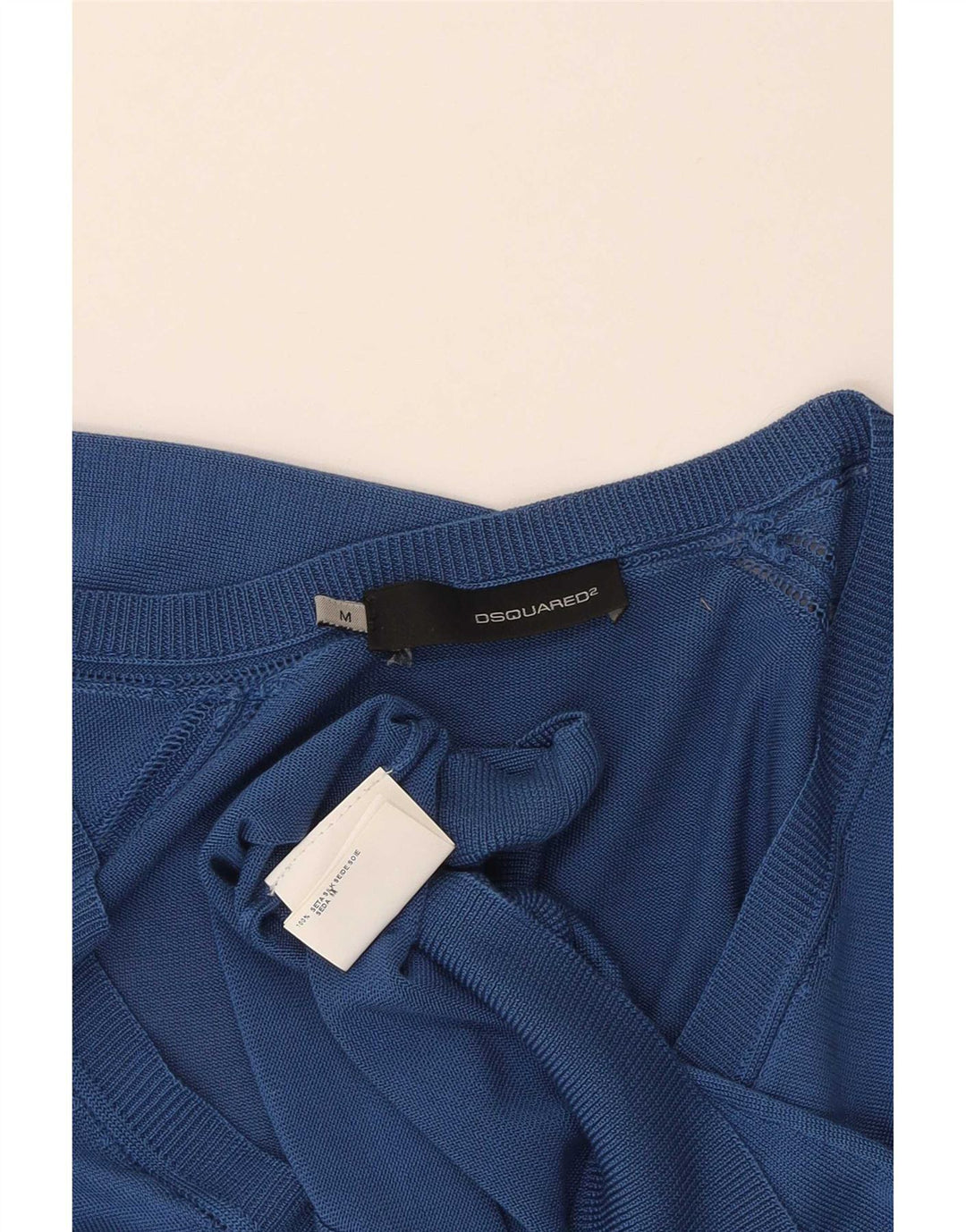 Dsquared2 Jersey con cuello en V para mujer UK 40 Seda azul medio