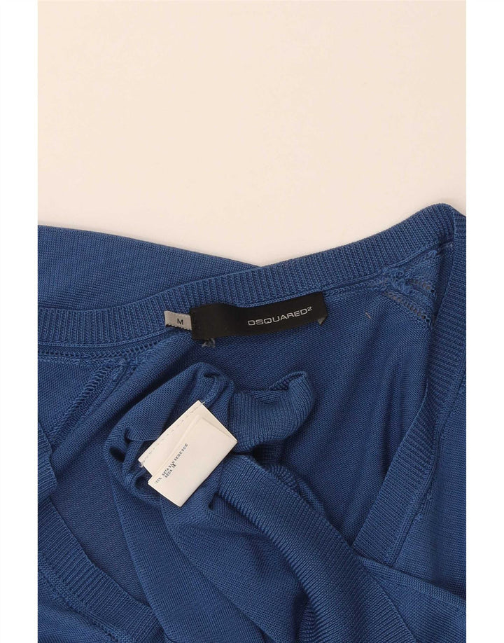 Dsquared2 Jersey con cuello en V para mujer UK 40 Seda azul medio