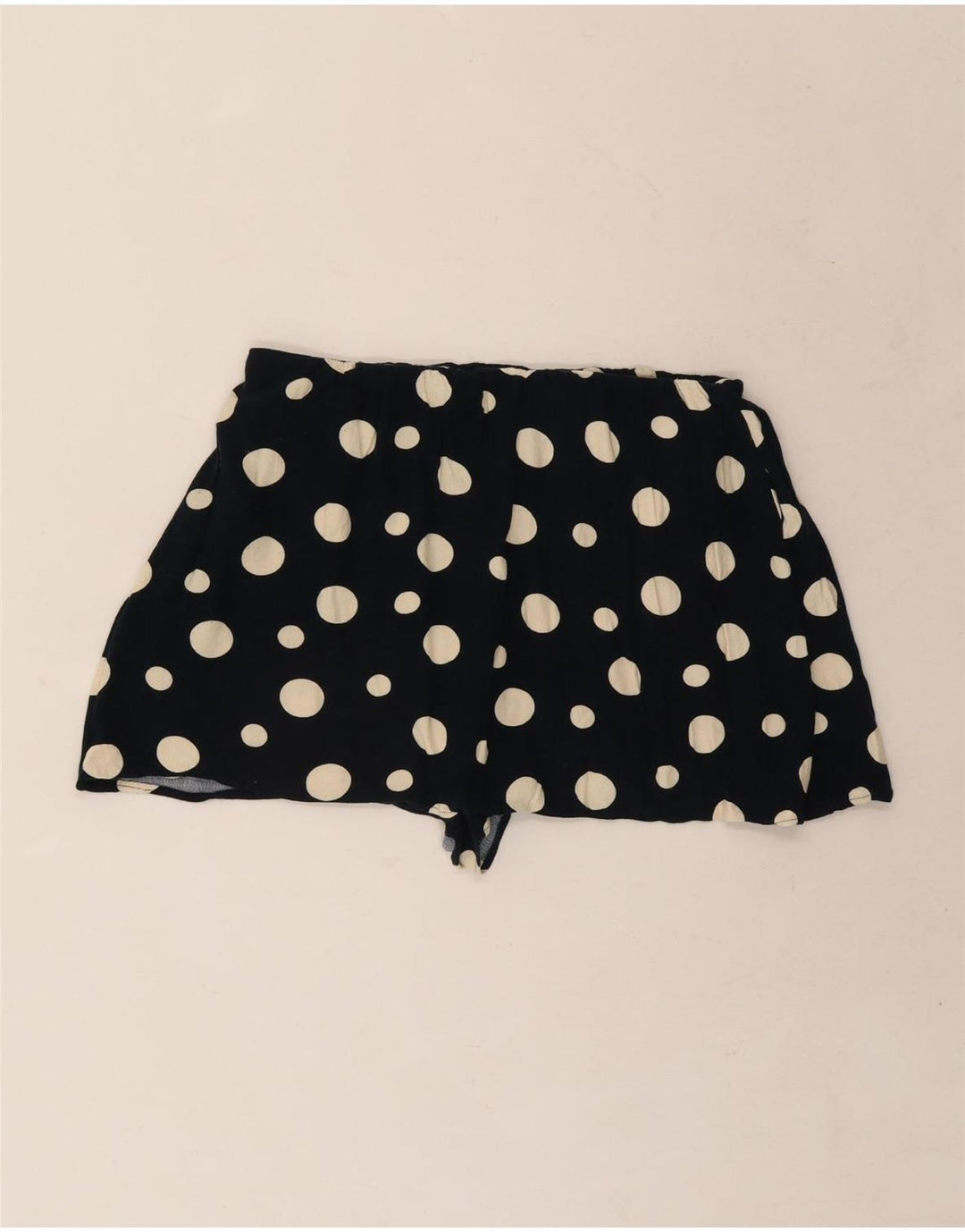 Zara Mujer Shorts Casuales Large W32 Viscosa De Lunares Negros
