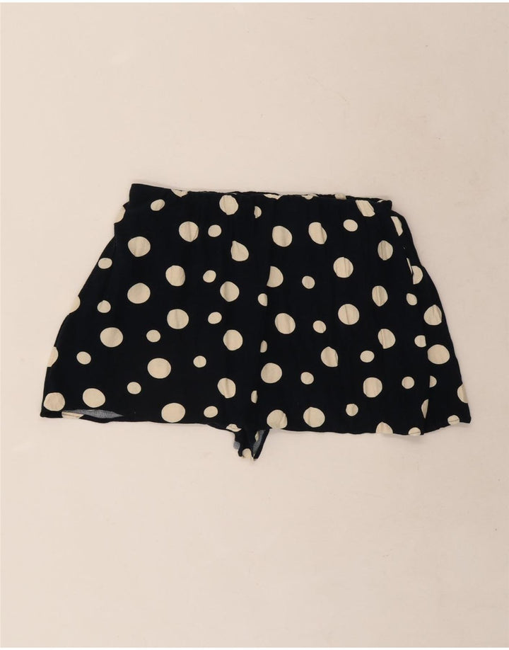 Zara Mujer Shorts Casuales Large W32 Viscosa De Lunares Negros
