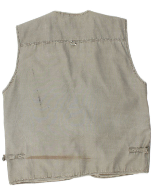 Vintage hombres utilidad Gilet Reino Unido 42 XL algodón gris