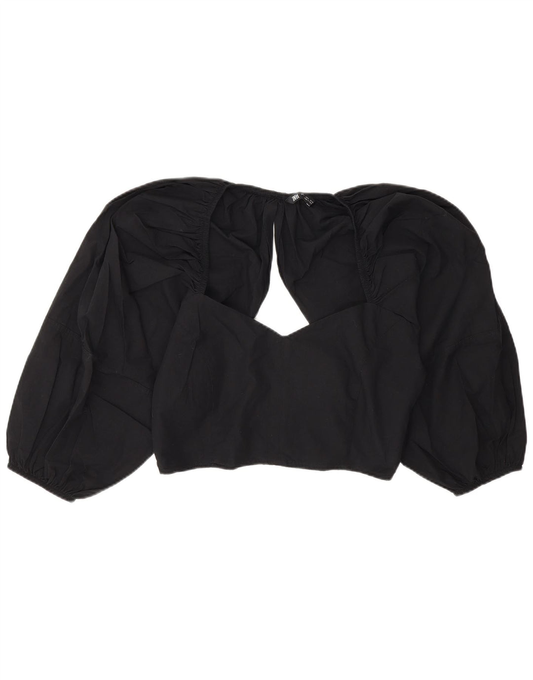 Zara Mujer Blusa Corta Top UK 44 Grande Negro