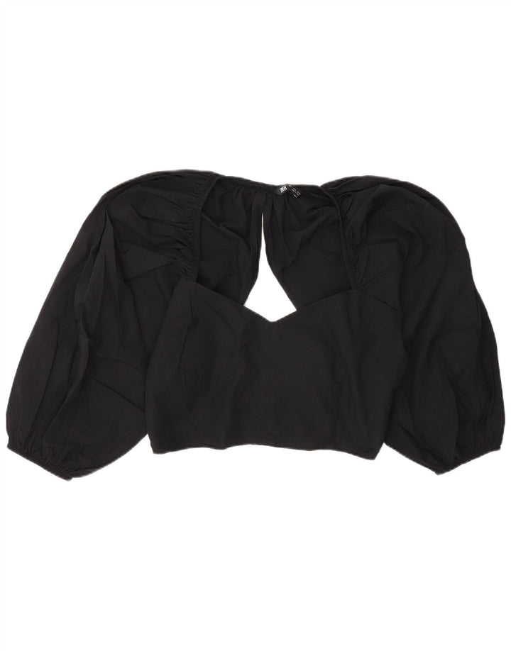 Zara Mujer Blusa Corta Top UK 44 Grande Negro