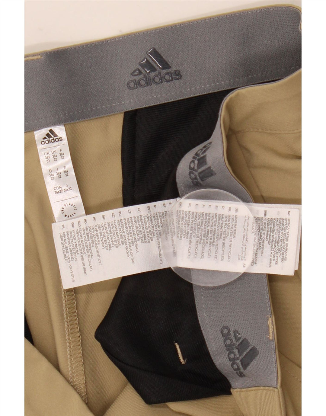 Pantalón Chino Recto Adidas Hombre W36 L32 Poliéster Beige