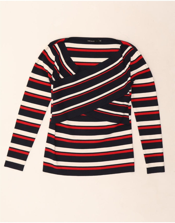 KAREN MILLEN Top Mujer Manga Larga UK 44 Grande Rayas Multicolores